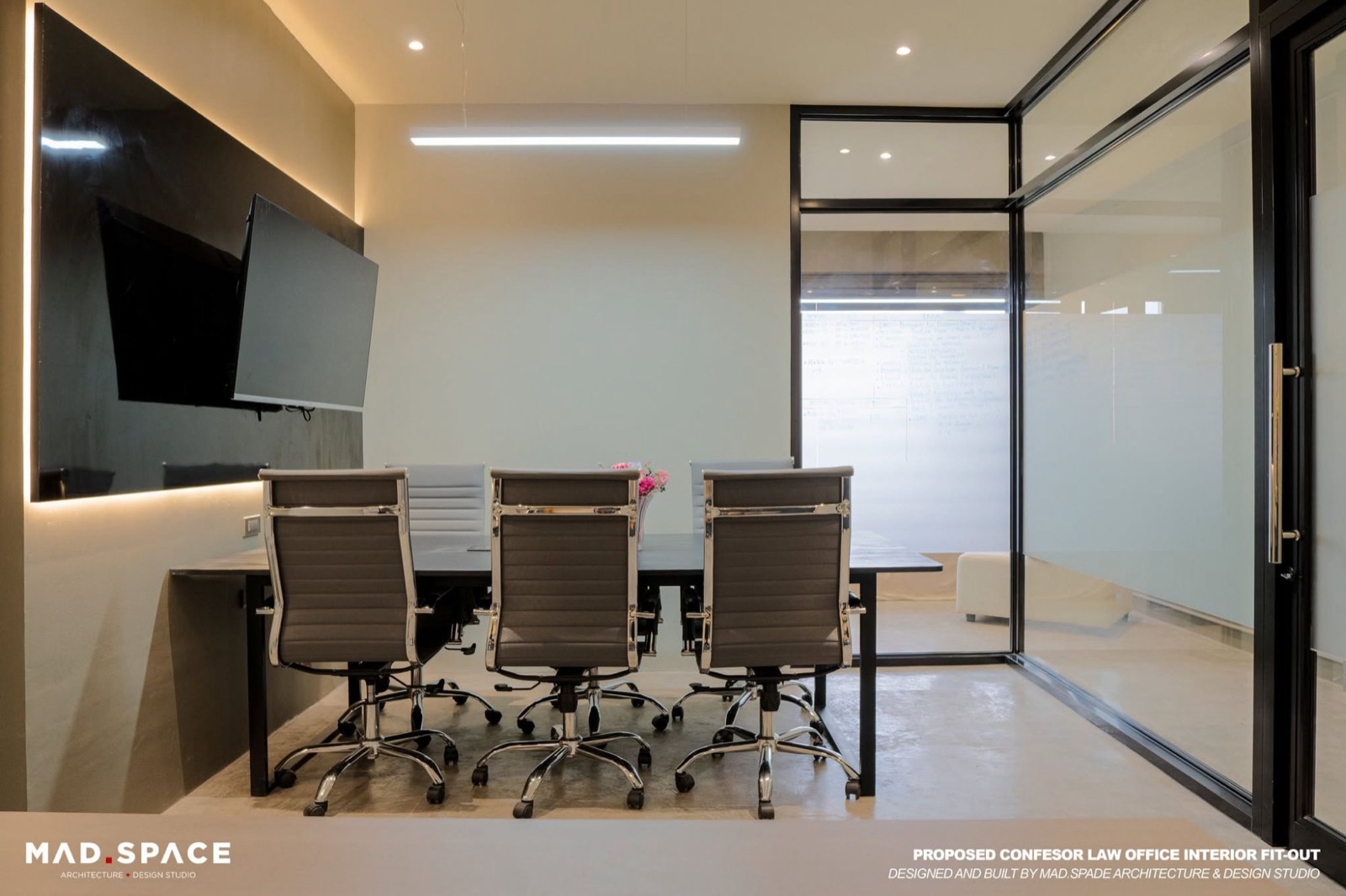 Conference room seen from the glass entrance
